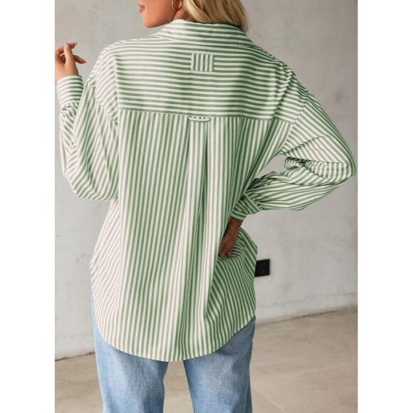 Womens Tops Trendy V Neck Long Sleeve Button Down Shirts Casual Blouses Top - Picture 3 of 6